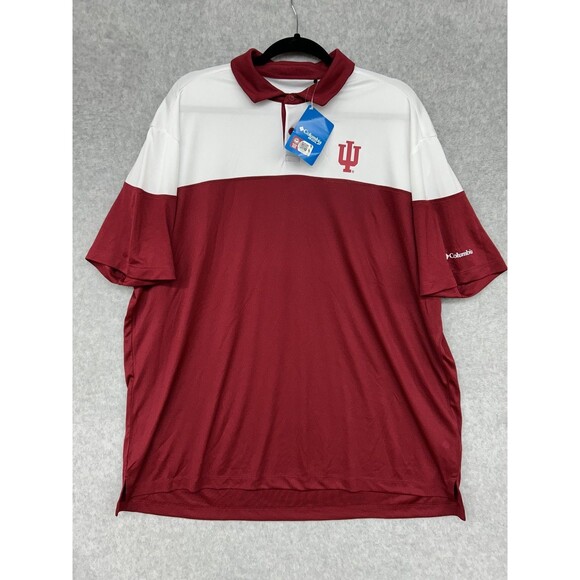 Columbia Men's Size 2XL Indiana Hoosiers Red Polyester Short-Sleeve Golf Polo - Picture 1 of 8